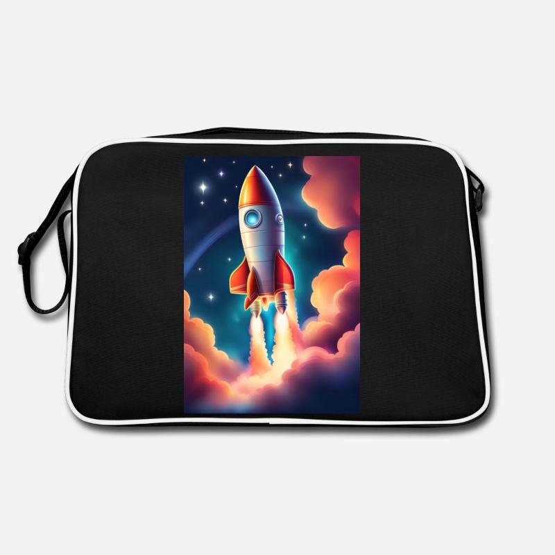 Fusée mignonne dans l’espace Sac Retro