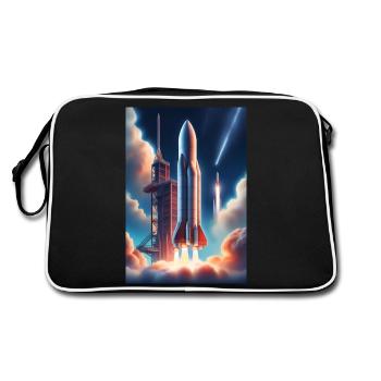 A realistic rocket launching design - Retro Bag - black/white - Back