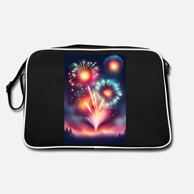 Sparkling and colorful firework celebration Retro Bag