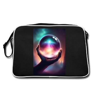 Magic crystal ball in hand - Retro Bag - black/white - Back