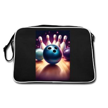 Cool bowling ball graphic t-shirt design - Retro Bag - black/white - Back