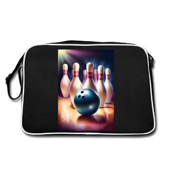 Tolles Bowling Vatertagsgeschenk - Retro Tasche - Schwarz/Weiß - Hinten