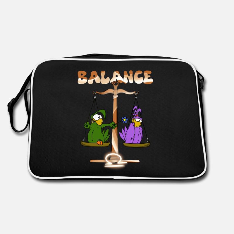 "Waage" - Retro Tasche - Schwarz/Weiß
