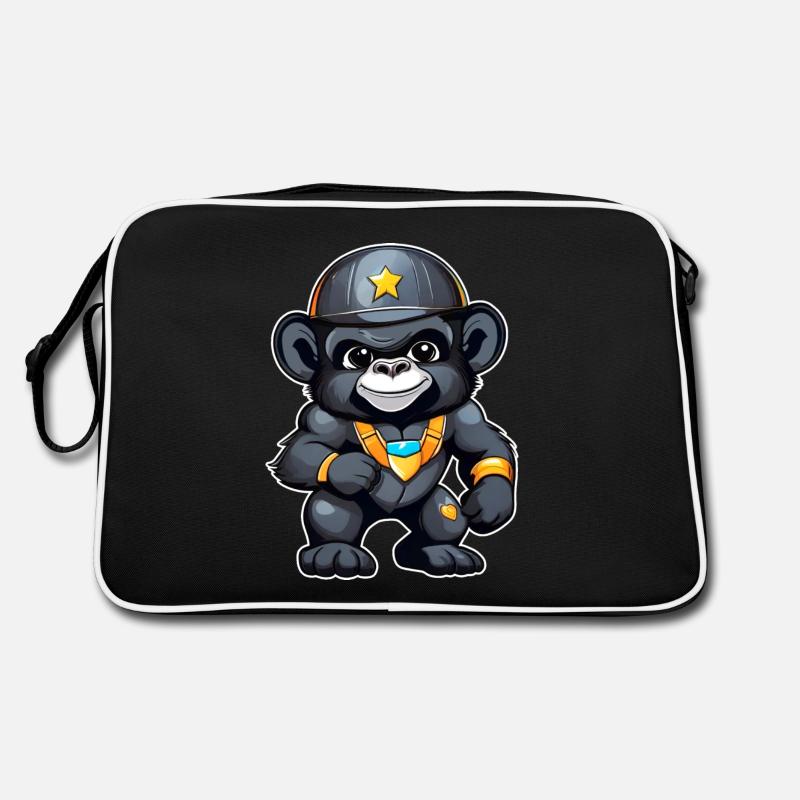 Gorille mignon - Sac Retro - noir/blanc