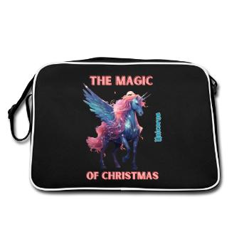 DER ZAUBER VON WEIHNACHTEN - EINHÖRNER - Retro Tasche - Schwarz/Weiß - Hinten