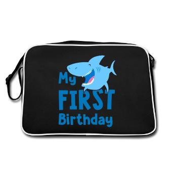 1st Birthday Boy 1st Shark - Retro Bag - black/white - Back