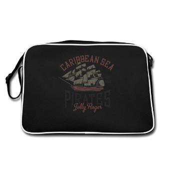 Karibische Piraten Segelschiff Jolly Roger - Retro Tasche - Schwarz/Weiß - Hinten
