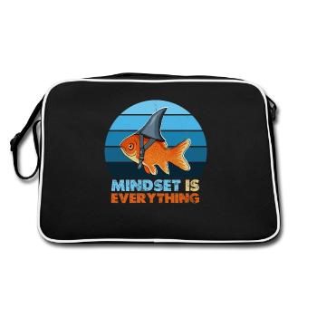 Goldfisch-Hai-Mindset ist alles, motivierend - Retro Tasche - Schwarz/Weiß - Hinten