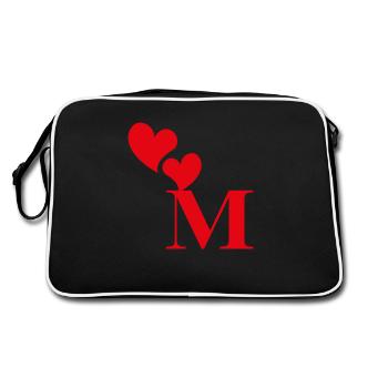 Lettre m cœur rouge - Sac Retro - noir/blanc - Dos