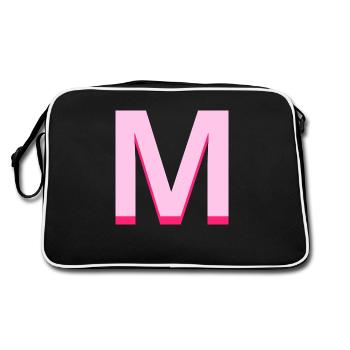 Pop- und moderner rosafarbener Buchstabe m - Retro Tasche - Schwarz/Weiß - Hinten
