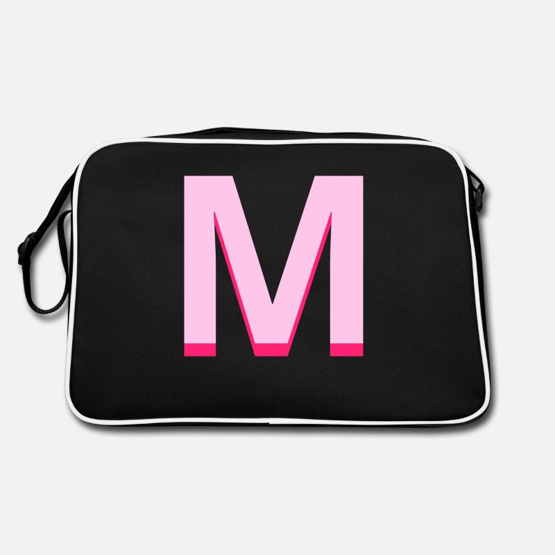 Pop- und moderner rosafarbener Buchstabe m Retro Tasche