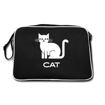 Silhouette de chat minimaliste Design d’amoureux des animaux de compagnie - Sac Retro - noir/blanc - Dos