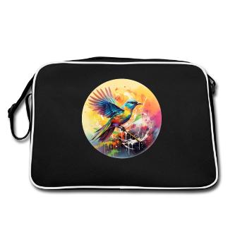 Oiseau Oiseau Songbird Cadeau pour les Fans d’Oiseaux Nature - Sac Retro - noir/blanc - Dos
