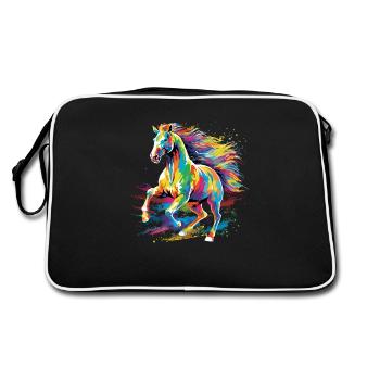 Beau village de chevaux enfants cavalier équestre - Sac Retro - noir/blanc - Dos