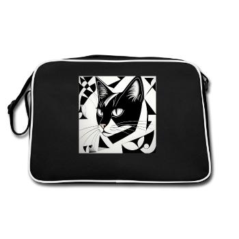 Chat : Cubiste Noir & Blanc - Sac Retro - noir/blanc - Dos