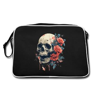 Crâne gothique et Roses Floral Art graphique - Sac Retro - noir/blanc - Dos