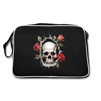 Impression d’art gothique tête de mort et roses - Sac Retro - noir/blanc - Dos