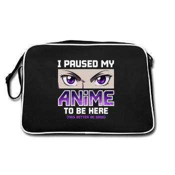 J’ai mis mon anime en pause pour être ici - Otaku Funny Manga - Sac Retro - noir/blanc - Dos