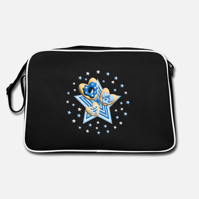 Herz Donuts mit Stern. Retro Tasche
