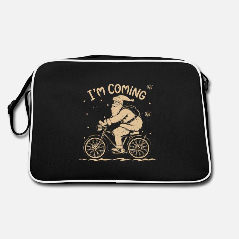Der Weihnachtsmann kommt - Retro Tasche - Schwarz/Weiß