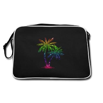 Glitzer Palme - Retro Tasche - Schwarz/Weiß - Hinten