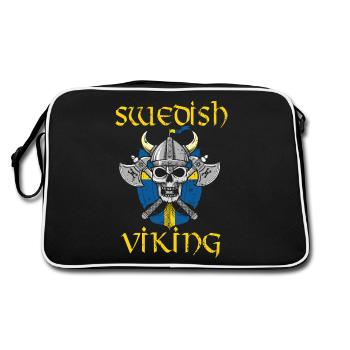 Suède Vikings hache bouclier tête de mort cadeau - Sac Retro - noir/blanc - Dos