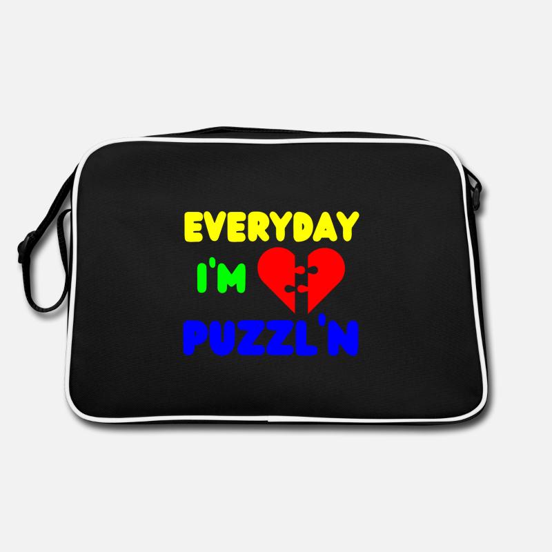 Everyday I'm Puzzl'n Funny Puzzle Solver Retro Bag