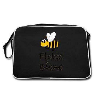 Flotte Biene Honigbiene - Retro Tasche - Schwarz/Weiß - Hinten