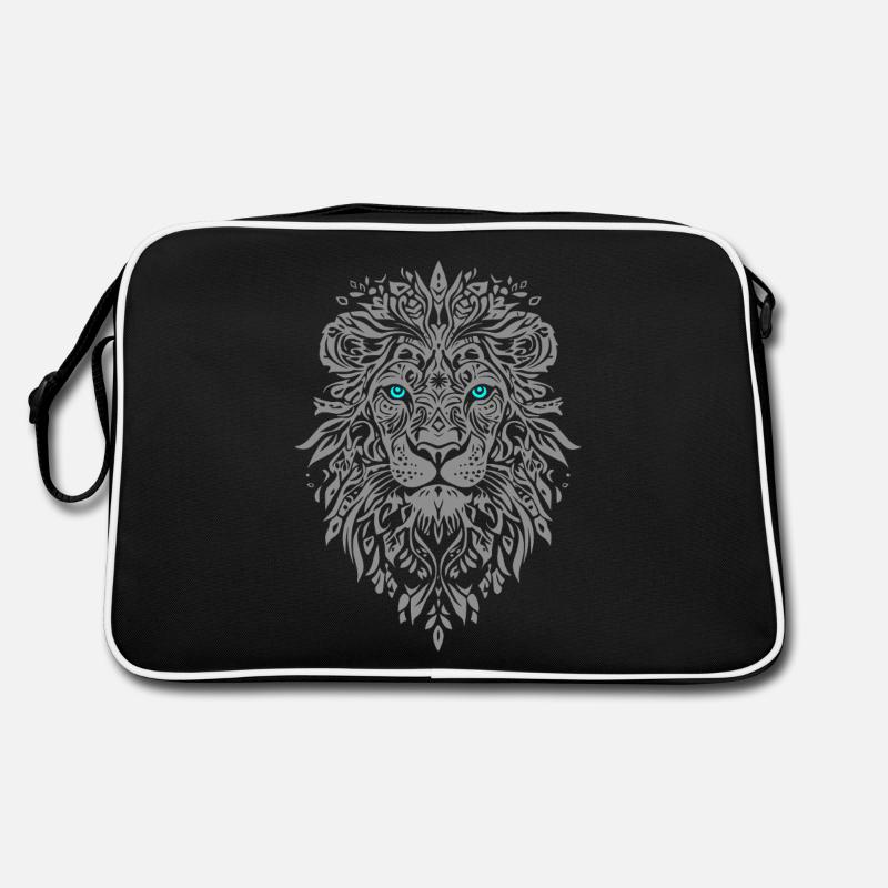 Silver Lion Face Blue Eyes Retro Bag