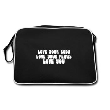 Aime ton corps Aime tes défauts Love You Message - Sac Retro - noir/blanc - Dos