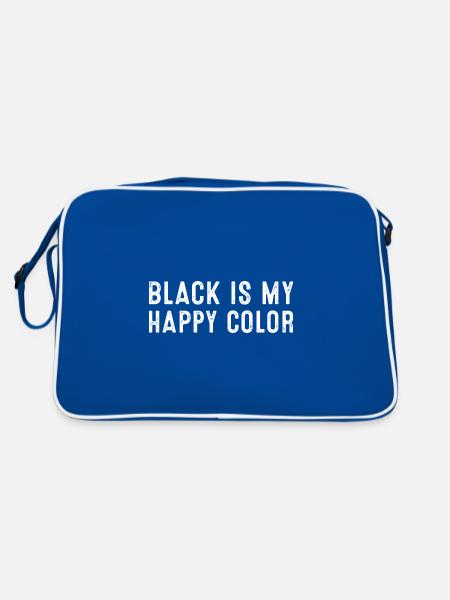 Schwarz ist meine glückliche Farbe - Retro Tasche - Blau/Weiß - Hinten