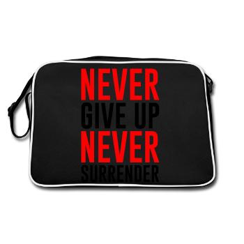 NEVER GIVE UP NEVER SURRENDER - Retro Bag - black/white - Back