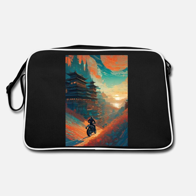 Motorrad Future Asia - Retro Tasche - Schwarz/Weiß