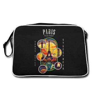 Paris, Tour Eiffel, France, Ville, Horizon, Art - Sac Retro - noir/blanc - Dos