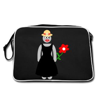 Frau hält eine Rose in der Hand - Retro Tasche - Schwarz/Weiß - Hinten