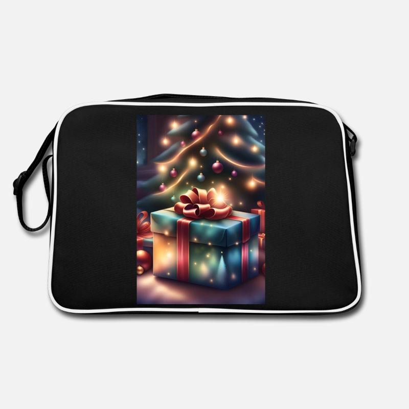 Festive gift box under a Christmas tree Retro Bag