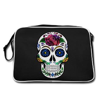 Kosmischer Schädel - Retro Tasche - Schwarz/Weiß - Hinten