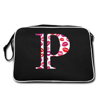 Letter p kisses - Retro Bag - black/white - Back