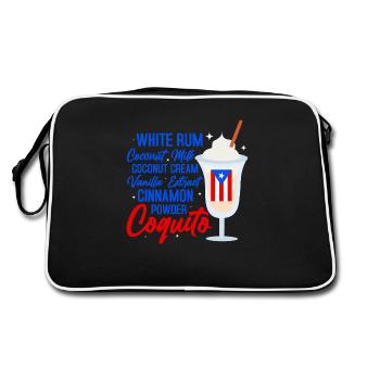 Coquito Recipe Rum Drink Coconut Puerto Rican - Retro Bag - black/white - Back