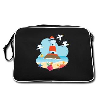 Lighthouse beach - Retro Bag - black/white - Back