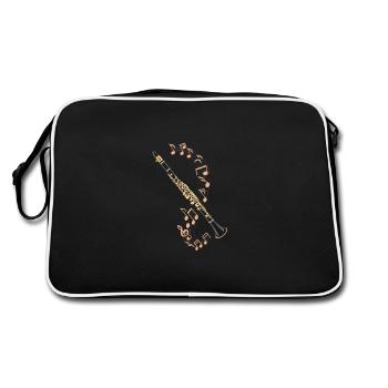 Klarinette mit fließenden Noten - Retro Tasche - Schwarz/Weiß - Hinten