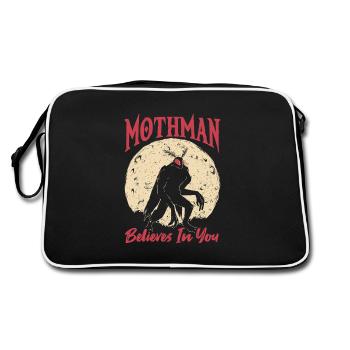 Cryptid Monster Mothman glaubt an dich - Retro Tasche - Schwarz/Weiß - Hinten