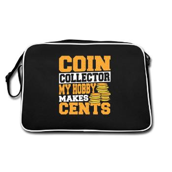 Coin Collecting Coin Collectors Cent Numismatists - Retro Bag - black/white - Back