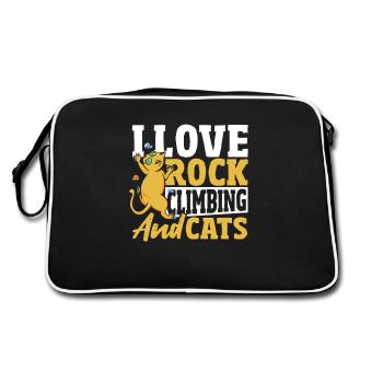 Climbers I love rock climbing and cats - Retro Bag - black/white - Back