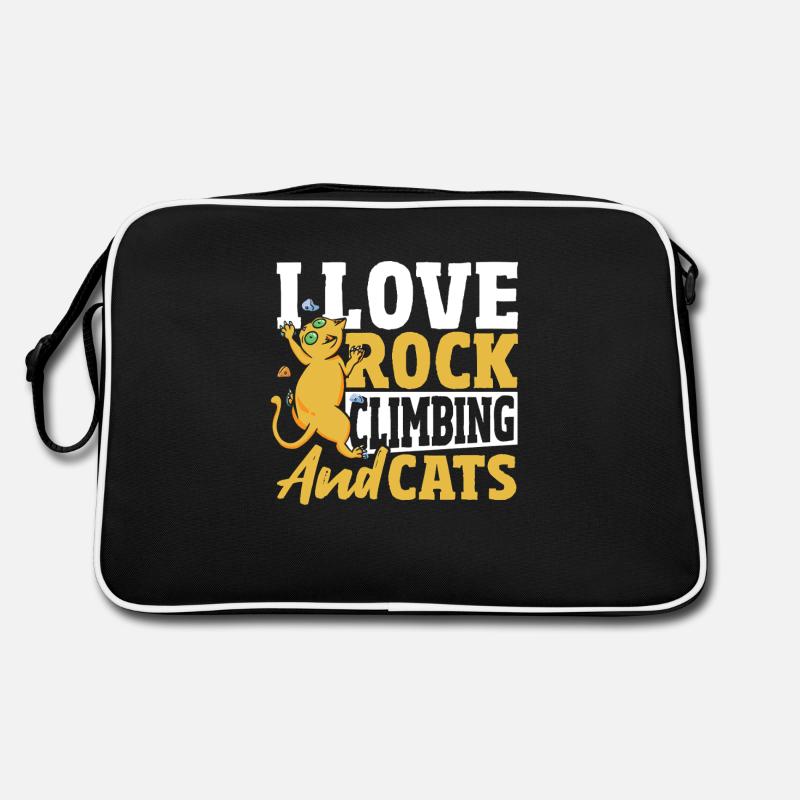 Grimpeurs J’adore l’escalade et les chats - Sac Retro - noir/blanc