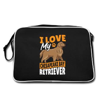 Amerikanischer Chesapeake Bay Retriever-Hund - Retro Tasche - Schwarz/Weiß - Hinten