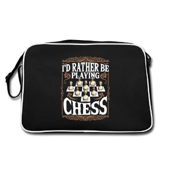 Identifiant du club d’échecs Préférez jouer aux échecs - Sac Retro - noir/blanc - Dos