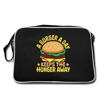 Burger Patty Un burger par jour éloigne la faim - Sac Retro - noir/blanc - Dos