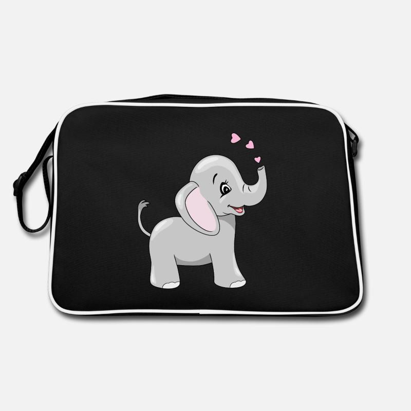 Mignon bébé éléphant heureux avec des coeurs Sac Retro