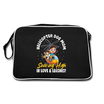 Helicopter Dog Mom Love & Leashes! Dog mom - Retro Bag - black/white - Back